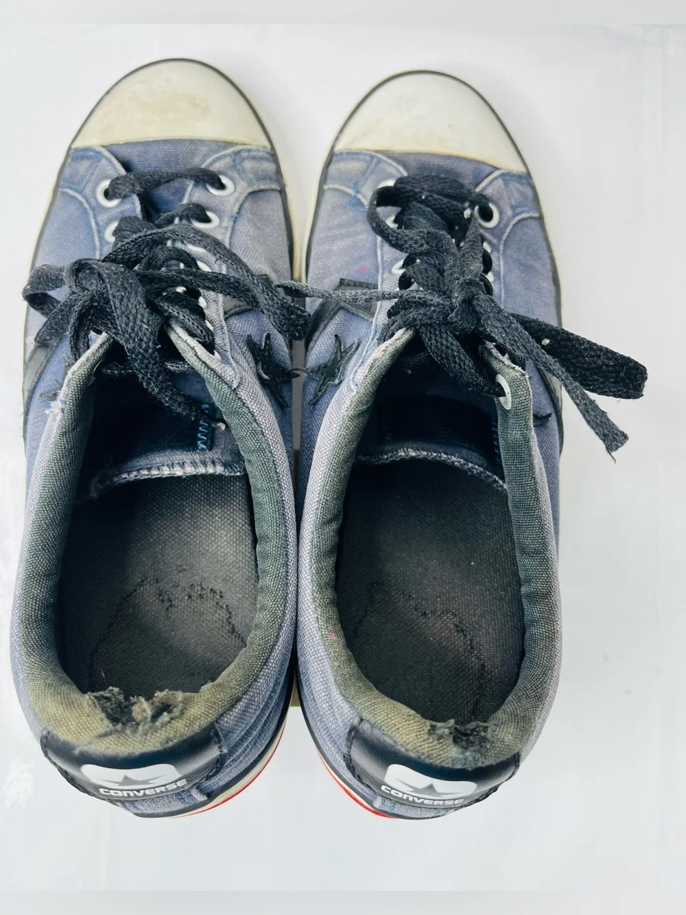 Vintage Converse One Star Low Top Blue Canvas Shoes Distressed Fade Men Size 6 - Picture 6 of 13